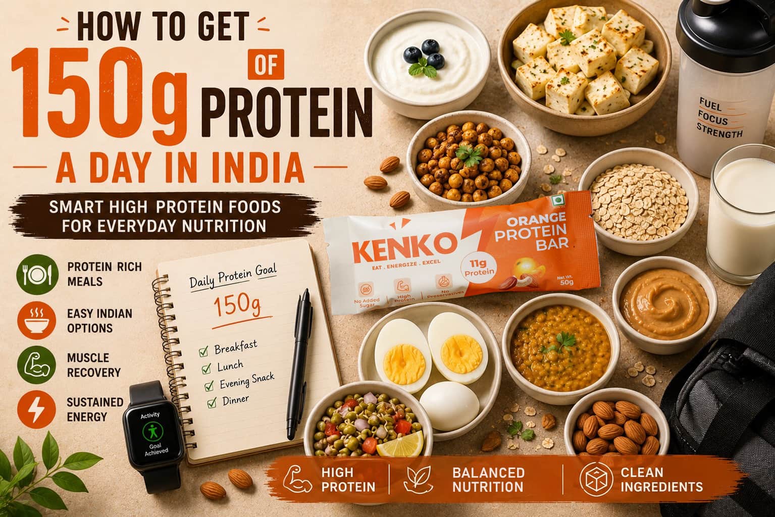 How to get 150g of protein a day in India? – The Kenko Foods